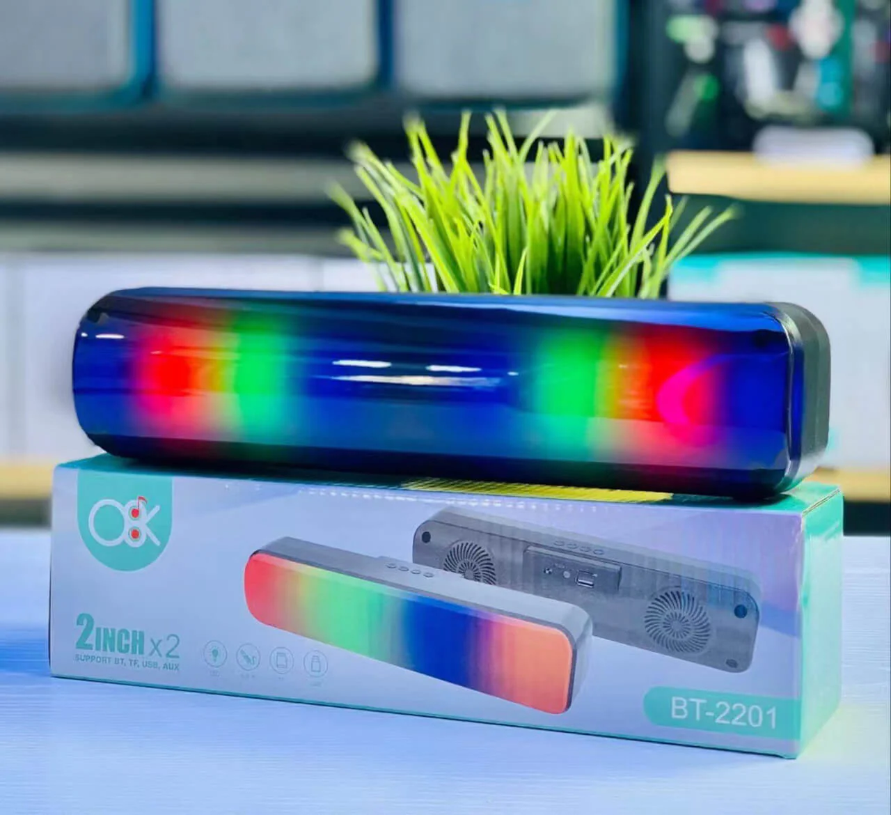 Parlante Bluetooth Luces Rectangular - Image 4